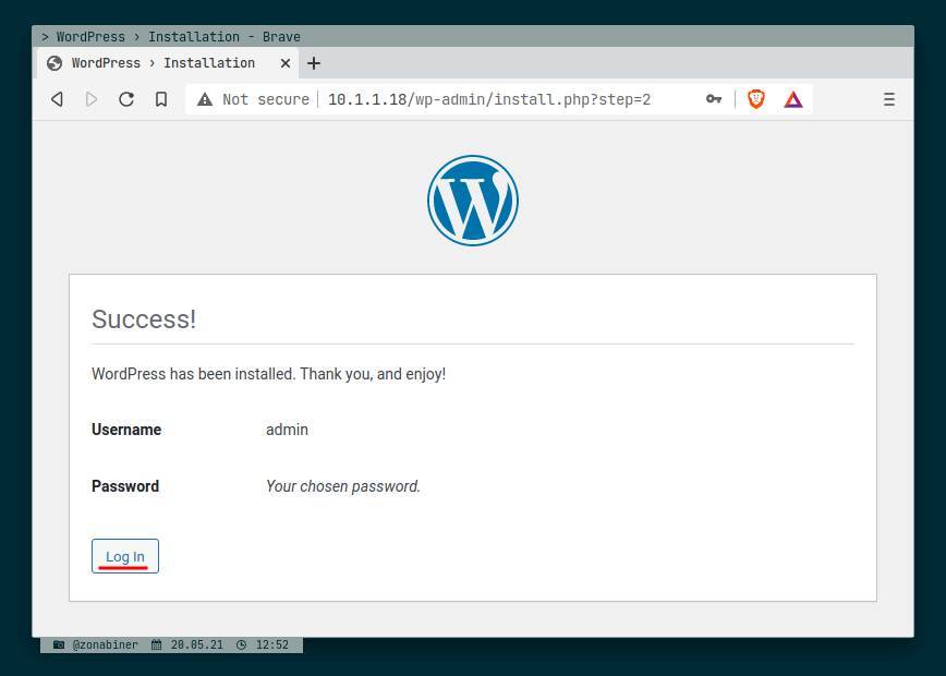 Wordpress Success Installation