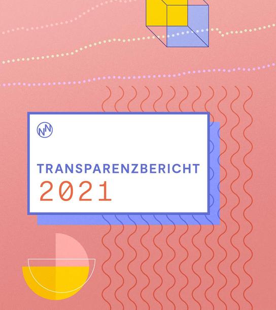 Graphen und Formen mit der Aufschrift Transparenzbericht 2021