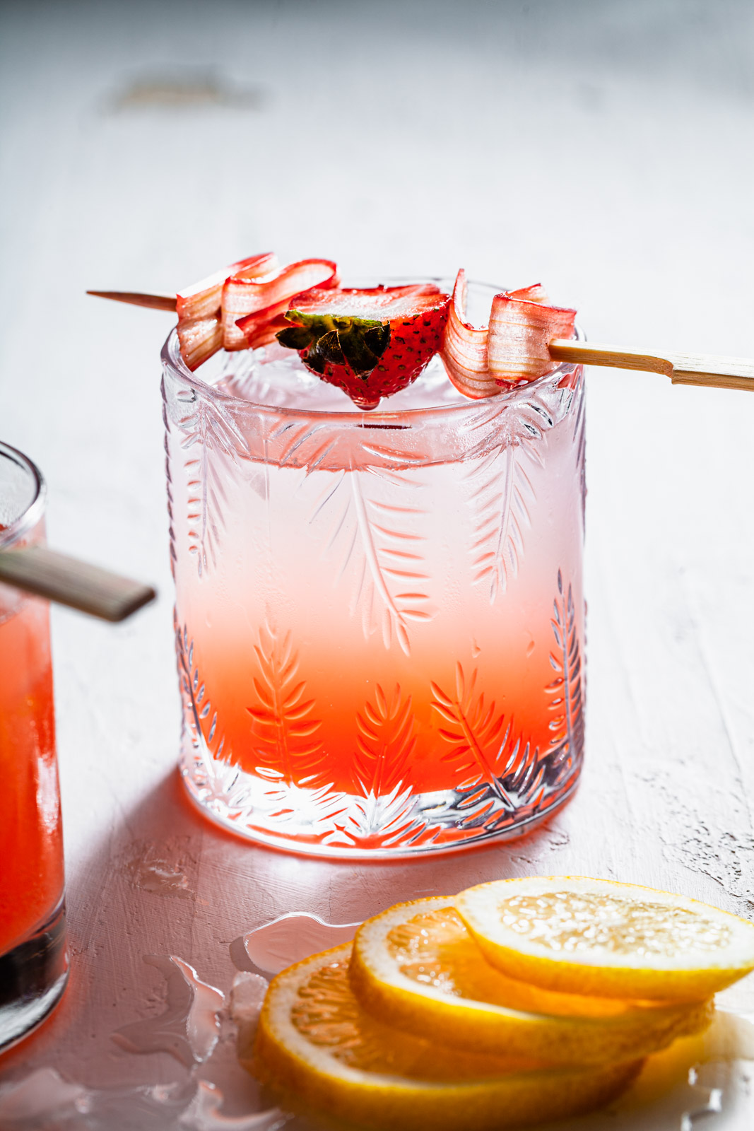 Strawberry Rhubarb Gin Fizz