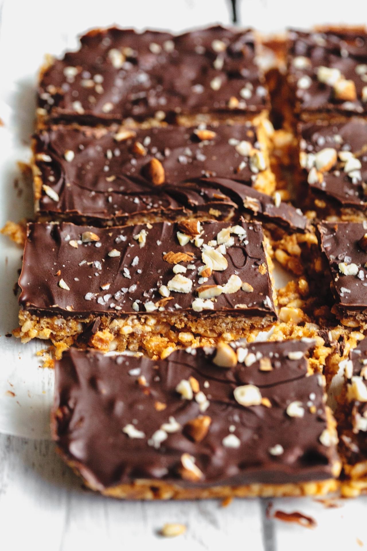 5 Ingredient Crispy Chocolate Nut Butter Bars Olive And Mango