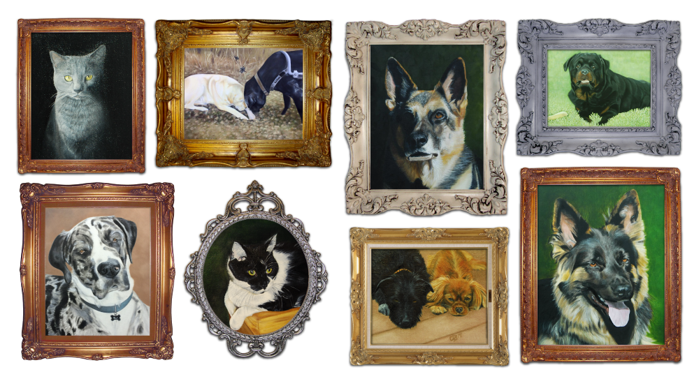 Hand painted, custom pet portraits by Christy Wright Bartley