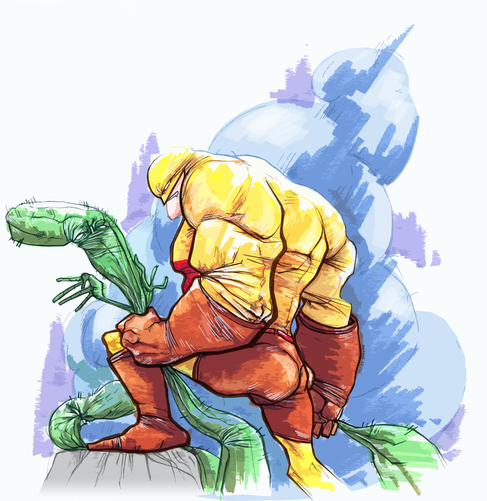 Puck on the edge of a building