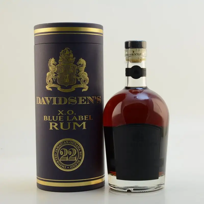 Image of the front of the bottle of the rum Davidsen‘s XO 22 Blue Label