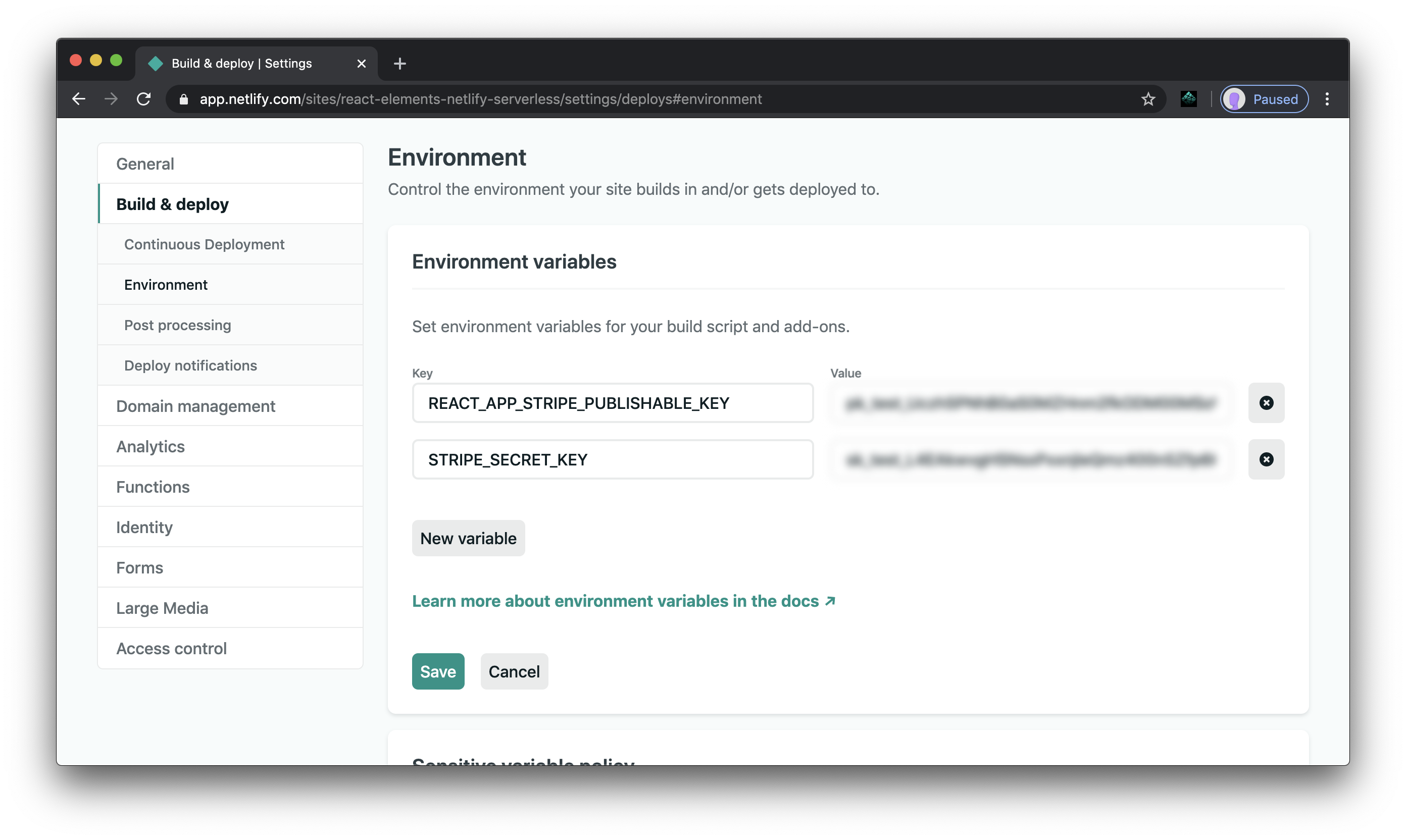 The environment variables section of your Netlify dashboard