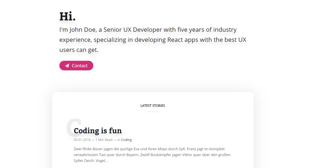 Screenshot of a page created with 