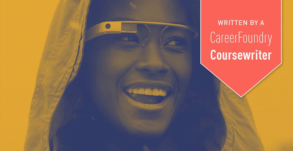 Woman wearing smart-glasses Woman wearing smart-glasses and smiling