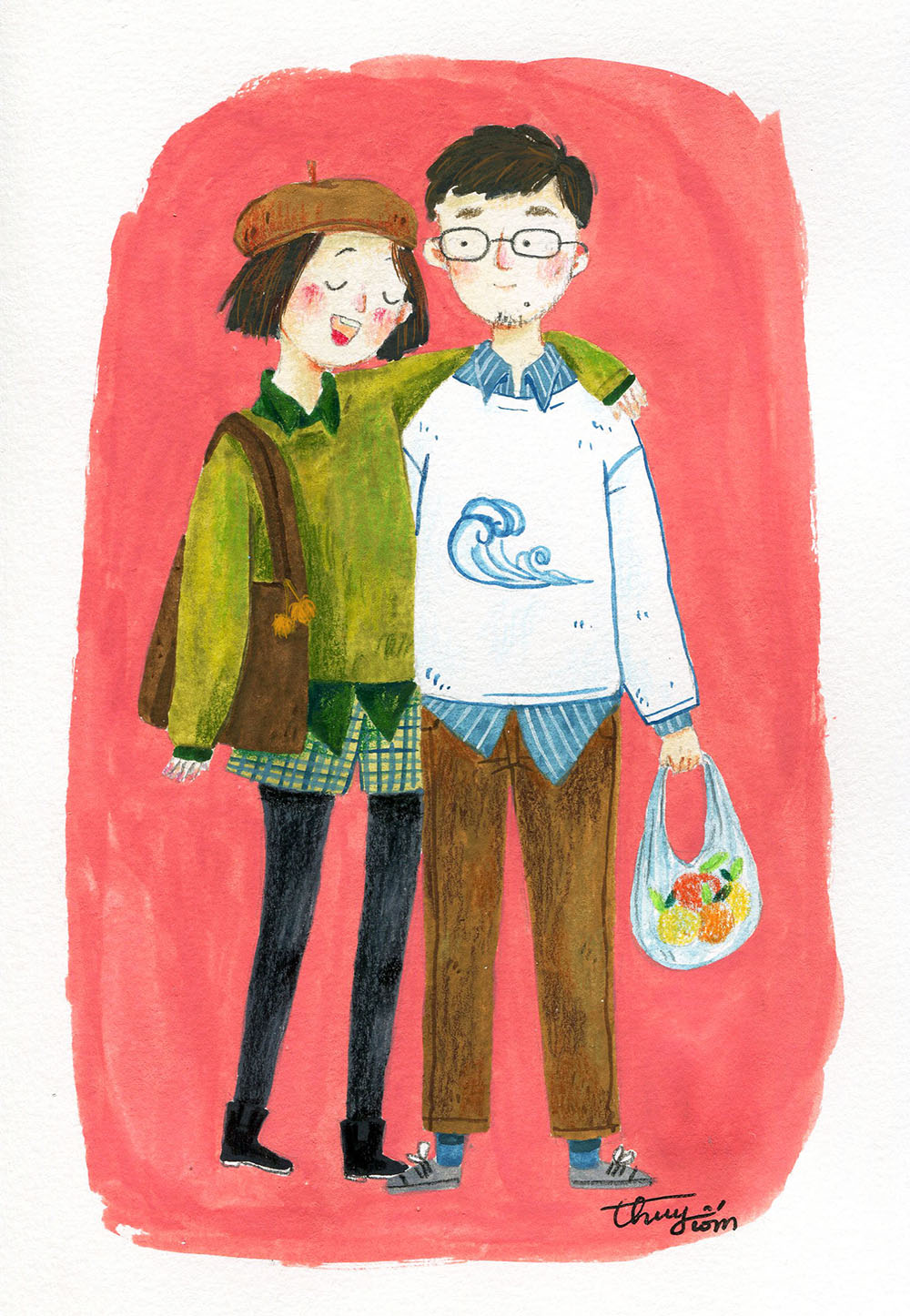 Old love, young love | gouache and colored pencils