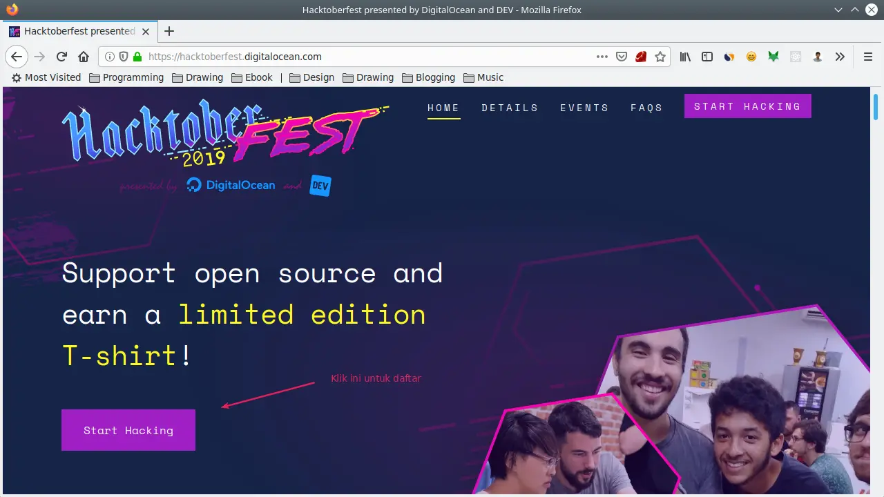 Mendaftar Hacktoberfest
