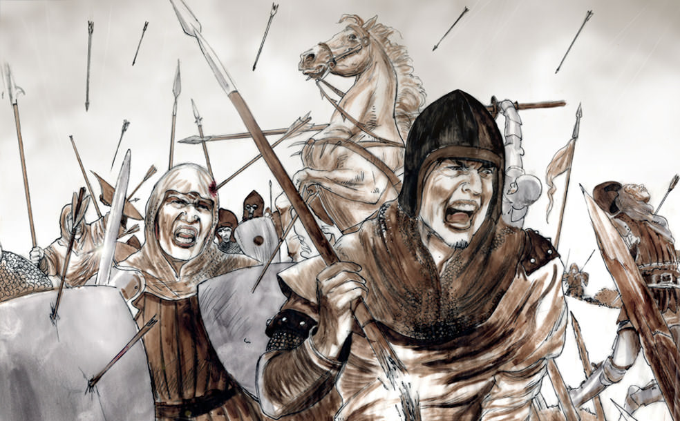 Aljubarrota Battle - Dismounted noblemen fight for their lives