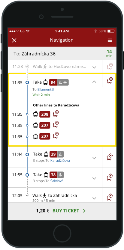 Bus timetable
