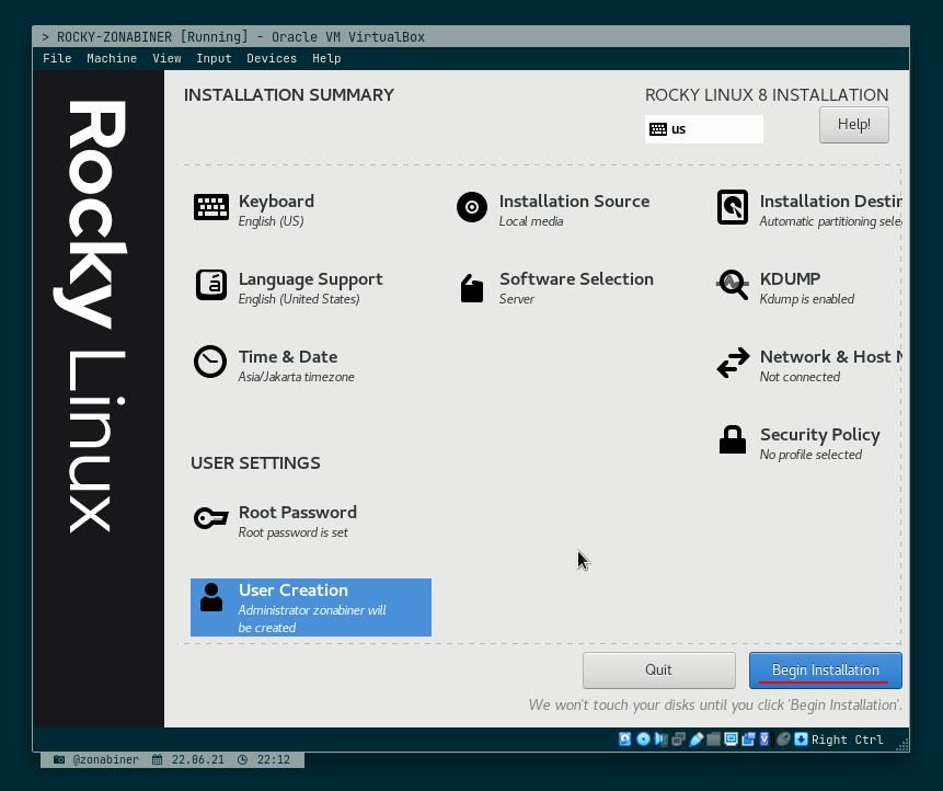Begin Installation Begin Installation