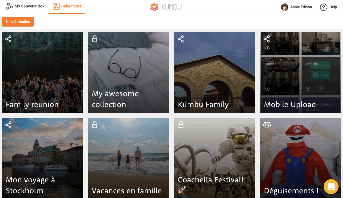 Create and rename a Kumbu Collection of memories