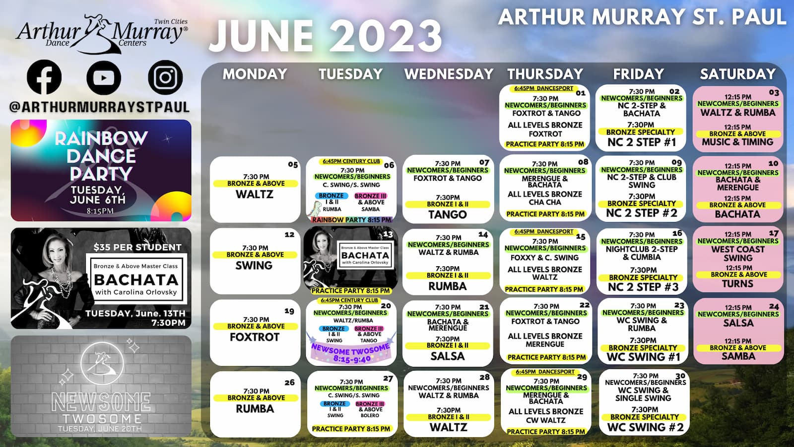 Arthur Murray St Paul Group Class Calendar