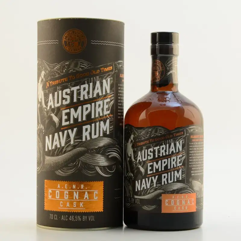 Image of the front of the bottle of the rum Austrian Empire Navy Rum Cognac Cask