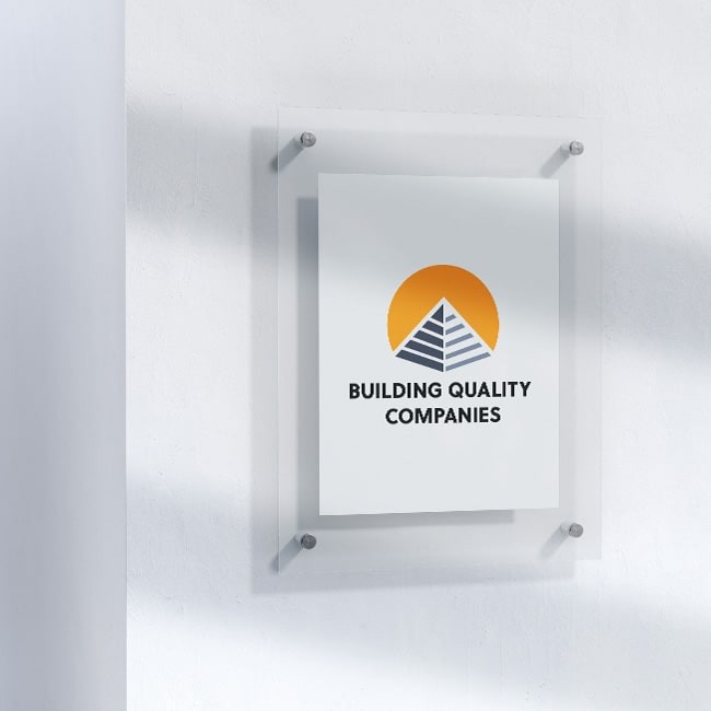 mockup design of building quality companies' sign