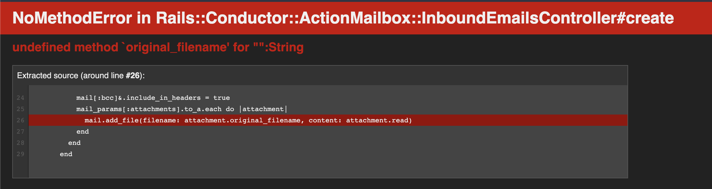 Error while testing action mailbox in development due to empty attachment