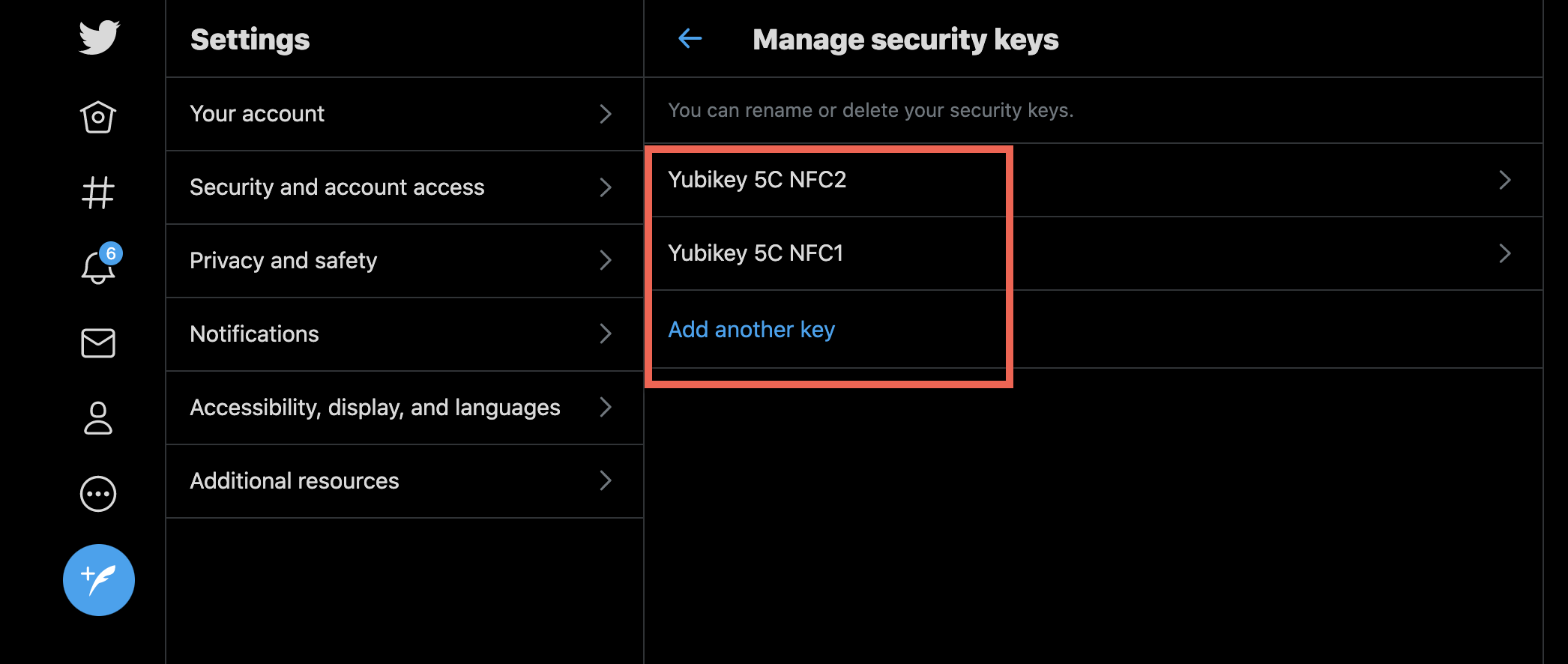 Manage Security Keys