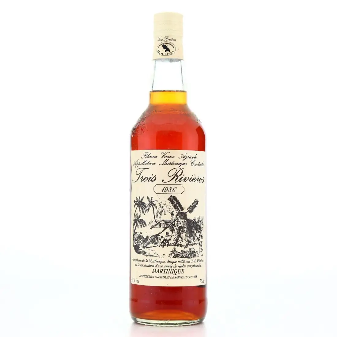 Image of the front of the bottle of the rum 1986