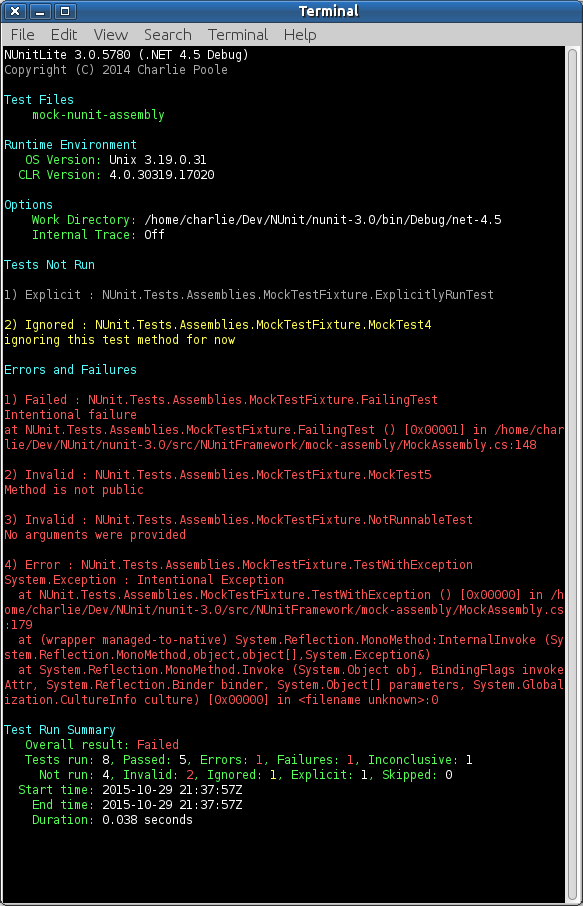 Screenshot of NUnitLite