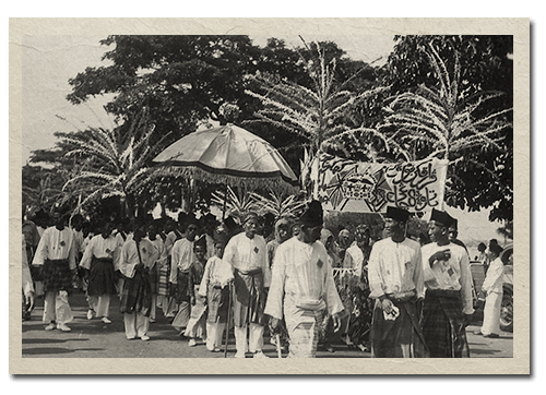 Malay wedding procession, 1930s