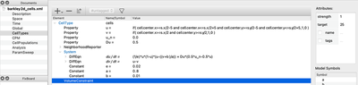 `CellTypes` section of the two-dimensional discrete model including the `VolumeConstraint`.