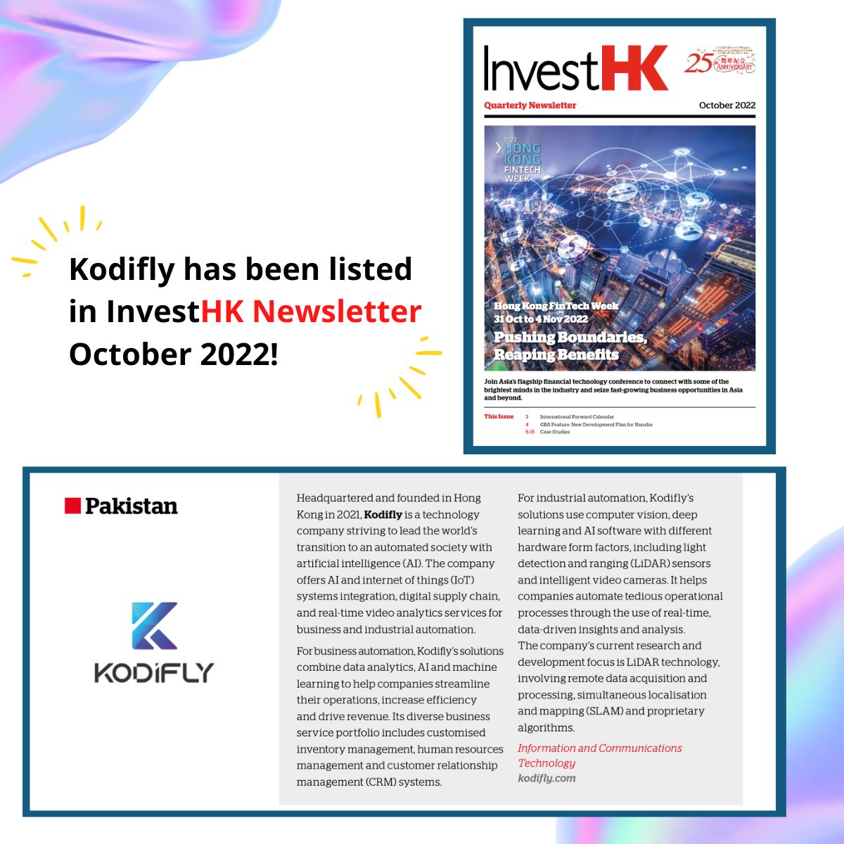 Kodifly Featured in InvestHK Quarterly Newsletter