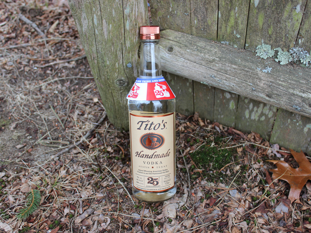 A 750ml bottle of Tito's Handmade Vodka