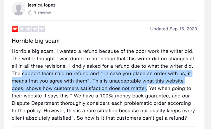 negative review about writemyessays.net on trustpilot