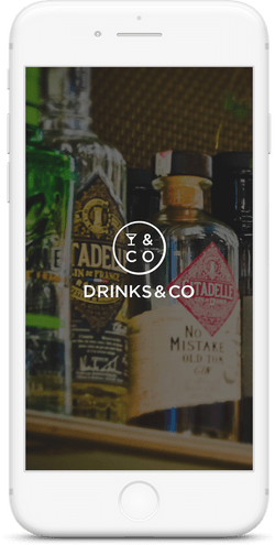 Drinks & Co site shown on an iPhone.