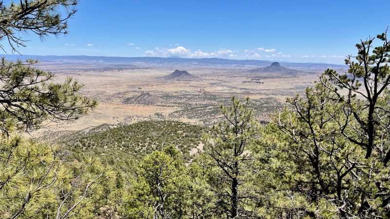A view of Cabezon Peak and other buttes