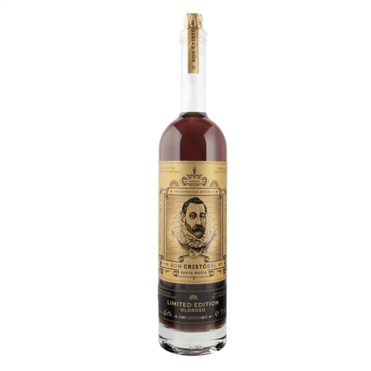 Image of the front of the bottle of the rum Ron Cristóbal Santa Maria Oloroso