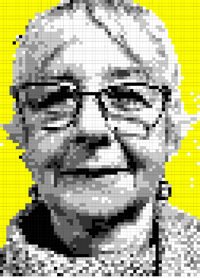 Woman portrait made from squares.
