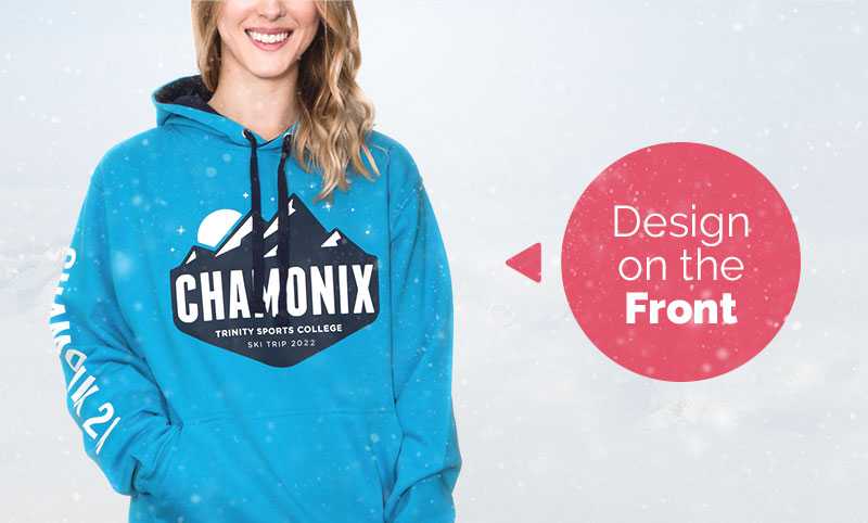 A ski trip hoodie design printed on the front of a hoodie