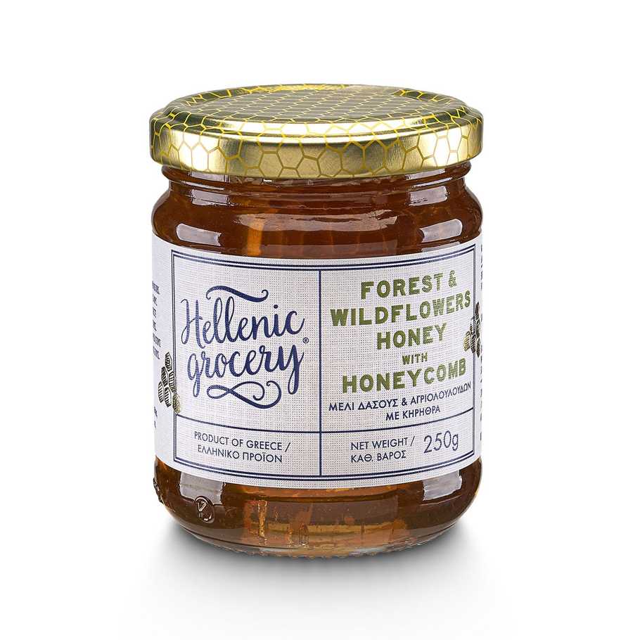 Épicerie-grecque-Produits-grecs-foret-et-fleurs-sauvages-miel-au-nid-abeille-250g-hellenic-grocery