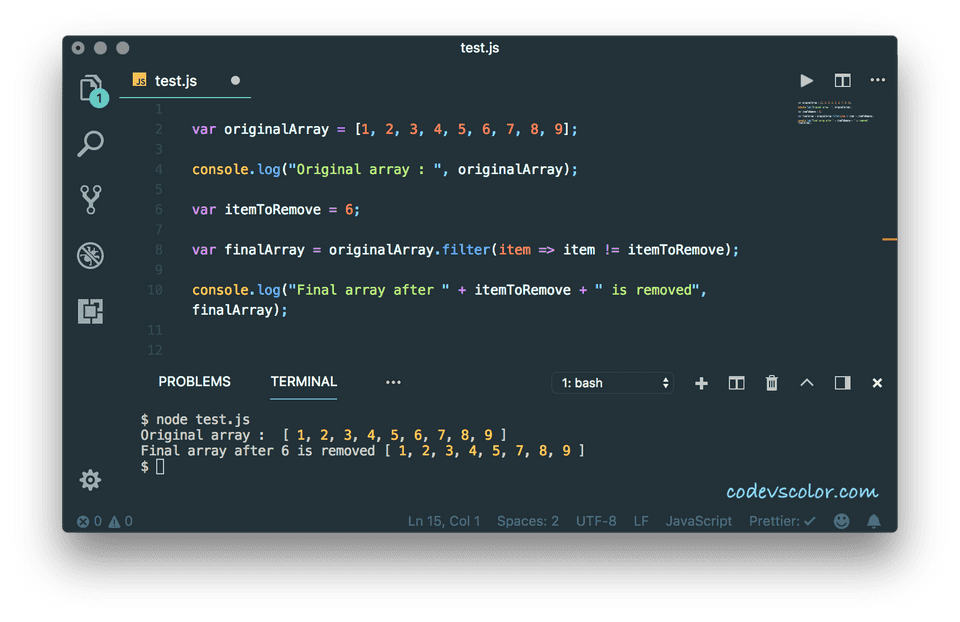 How To Remove Element From An Array In Javascript Codevscolor 2004