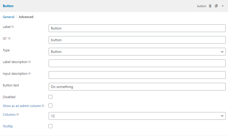The button field settings