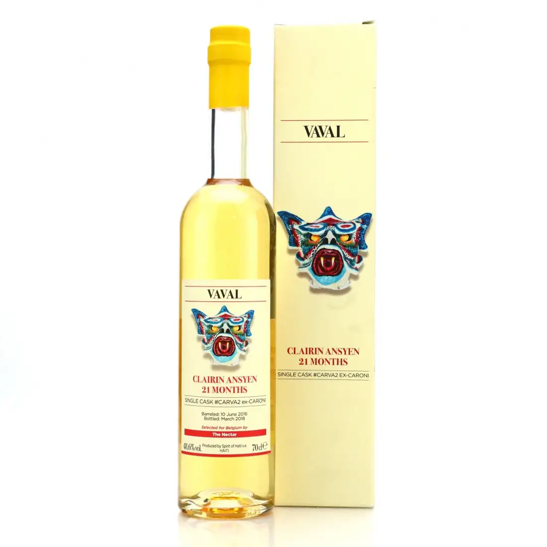 Image of the front of the bottle of the rum Clairin Ansyen Vaval (The Nectar)