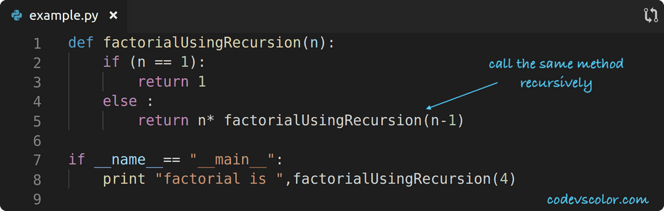 python factorial using recursion