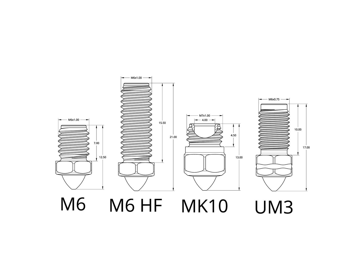 Tungsten Carbide Nozzle Drawings