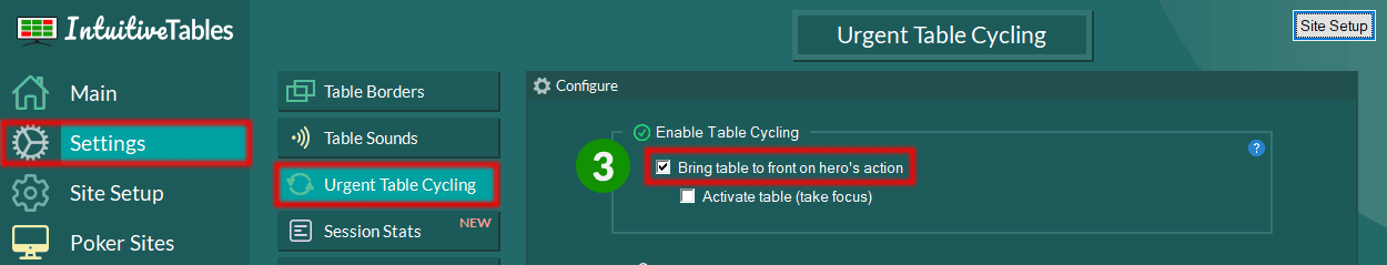Urgent Table Cycling Tab