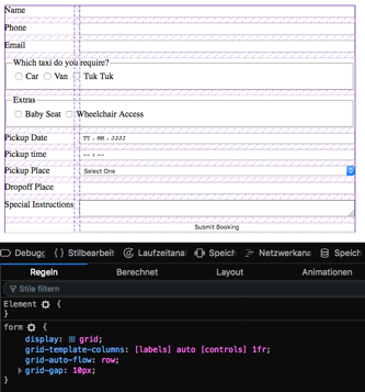 Beispiel CSS Grid und Formular