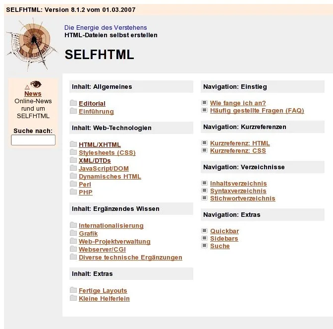 Screenshot of SelfHTML