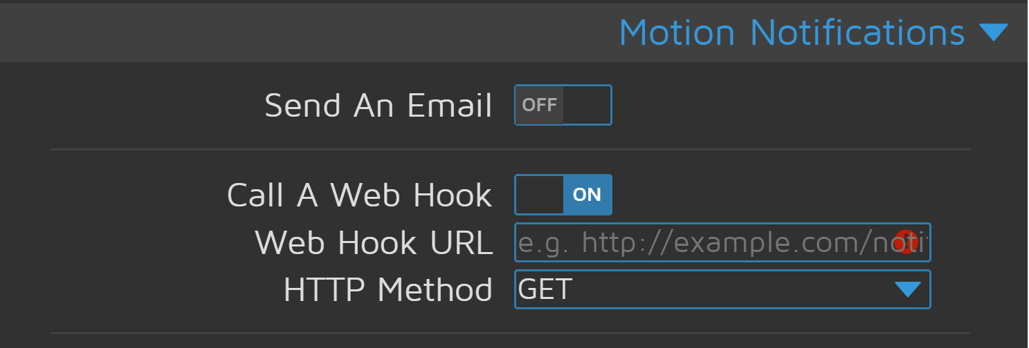 Setup the webhook in your camera&rsquo;s control panel.