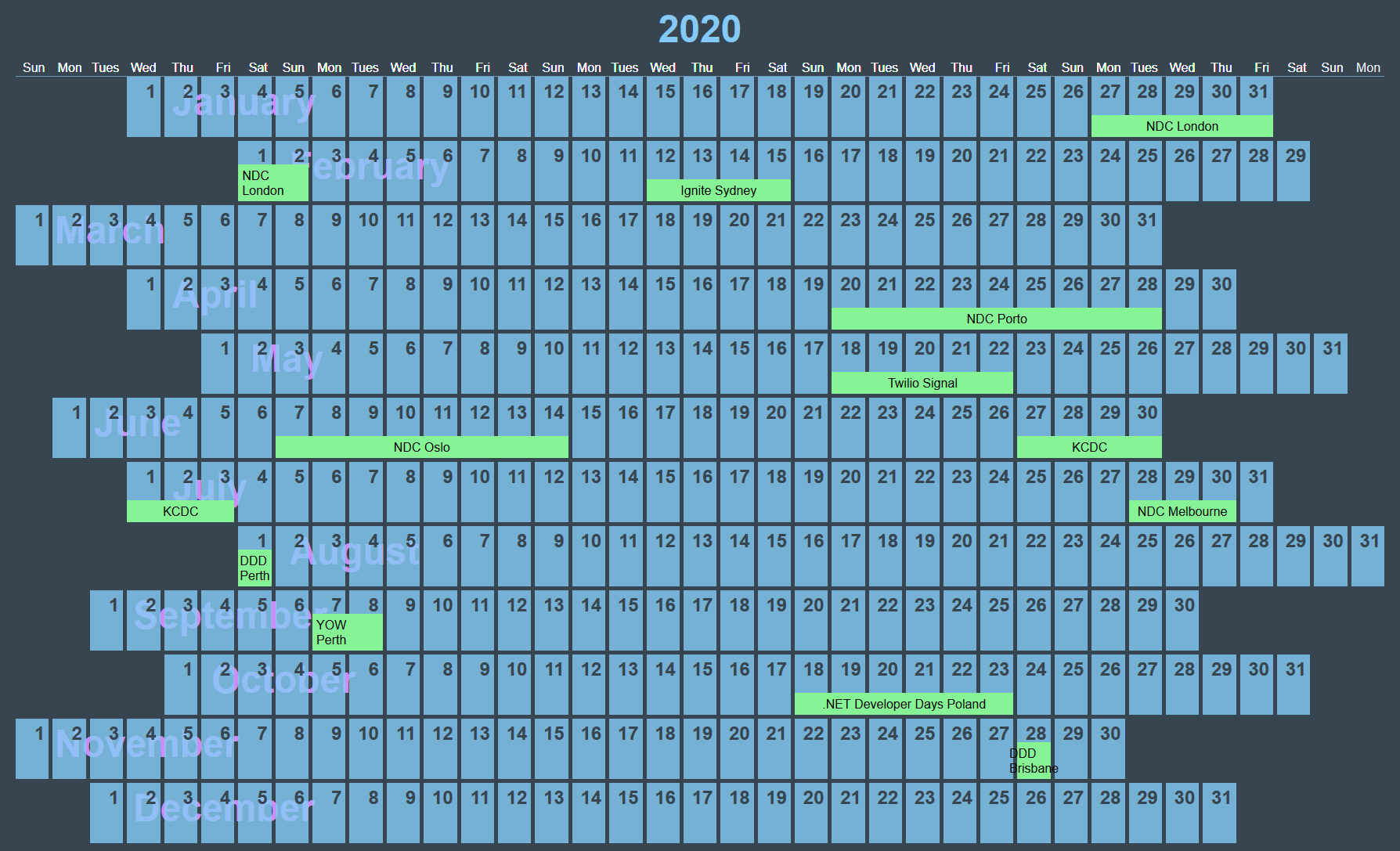 CSS Grid Calendar Amy's Blog