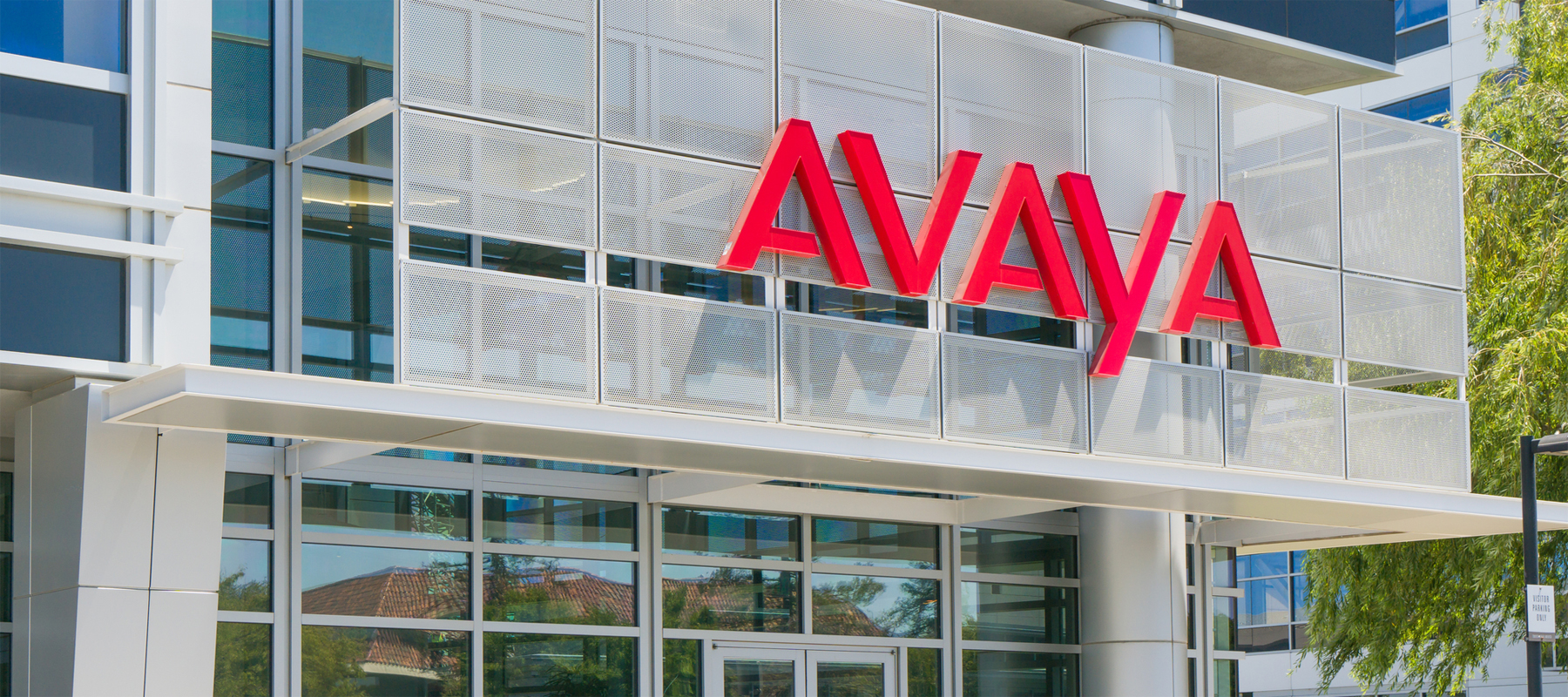 Avaya Phone System Logo on Corporate Headquarters Building
