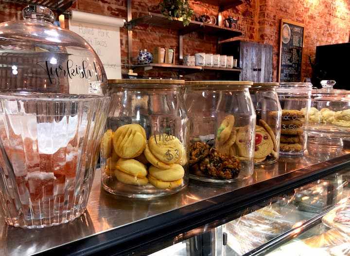 A range of homemade biscuits and scones.