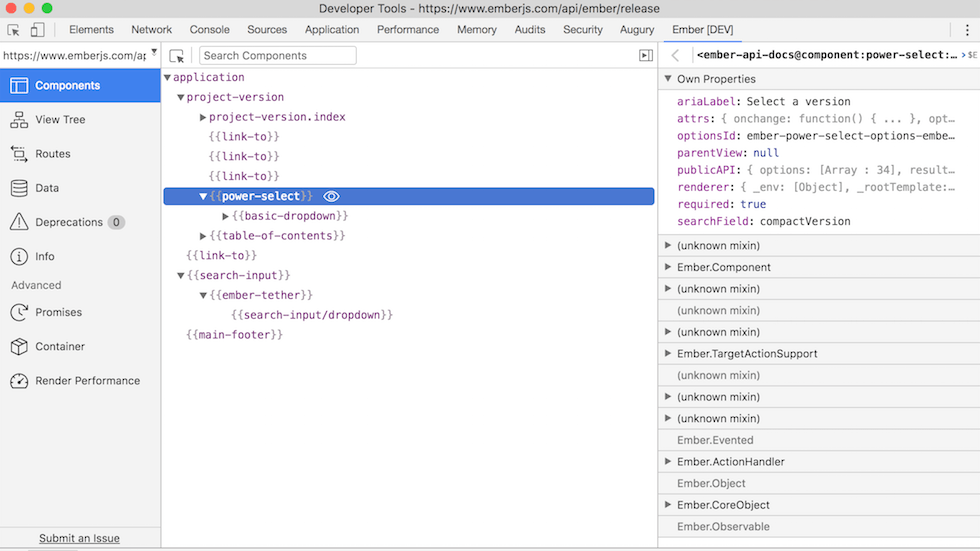 Ember Inspector Component Tree