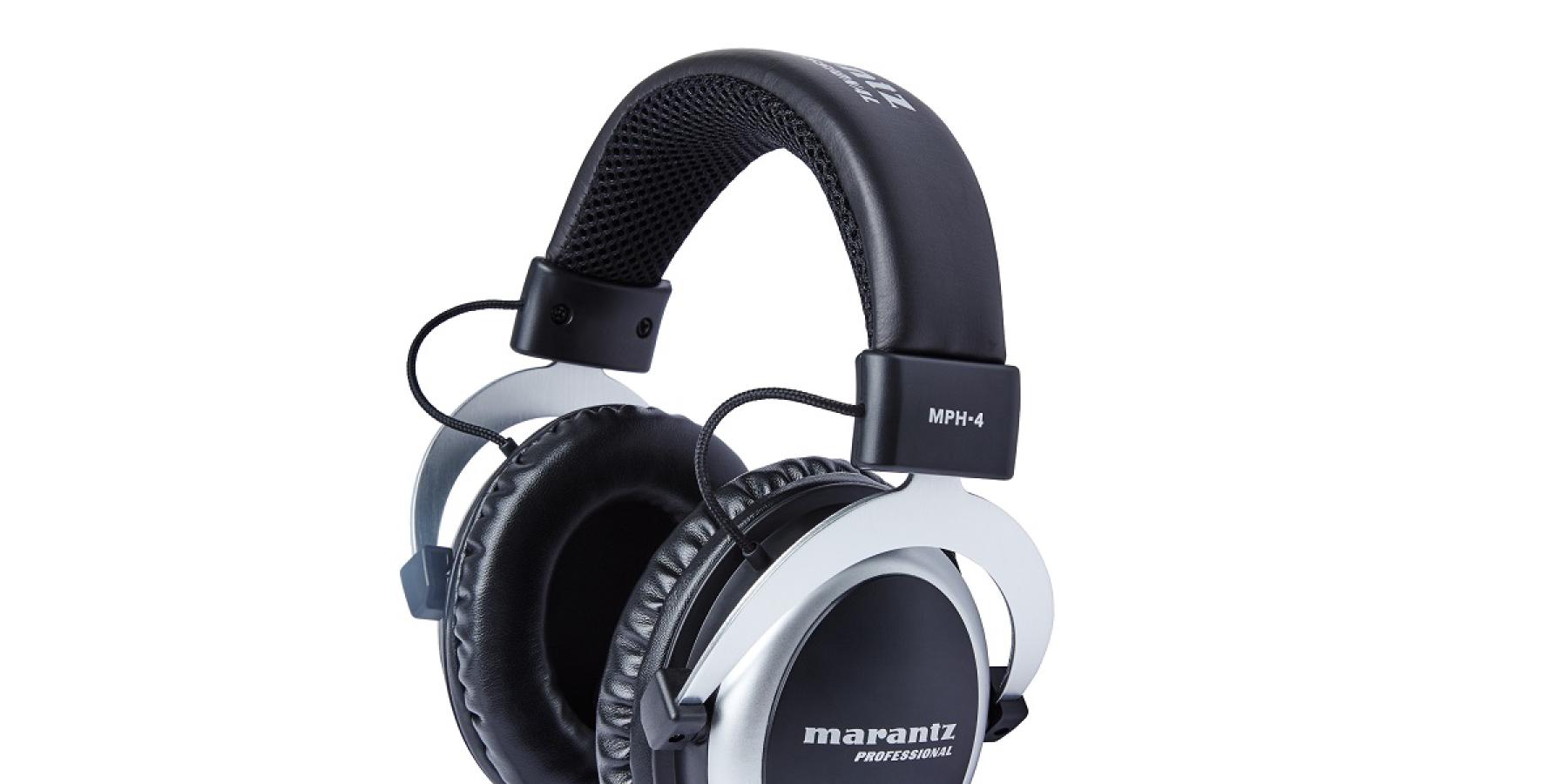 Promotional shot of the Marantz MPH-4 studio headphones, large over-the-ear style.