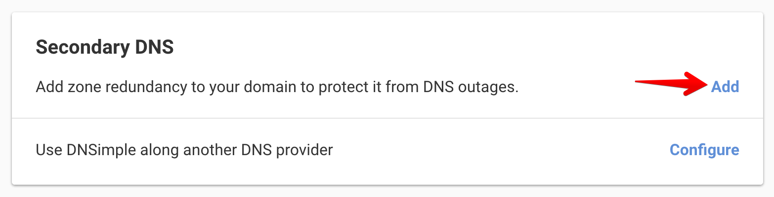 DNS management page