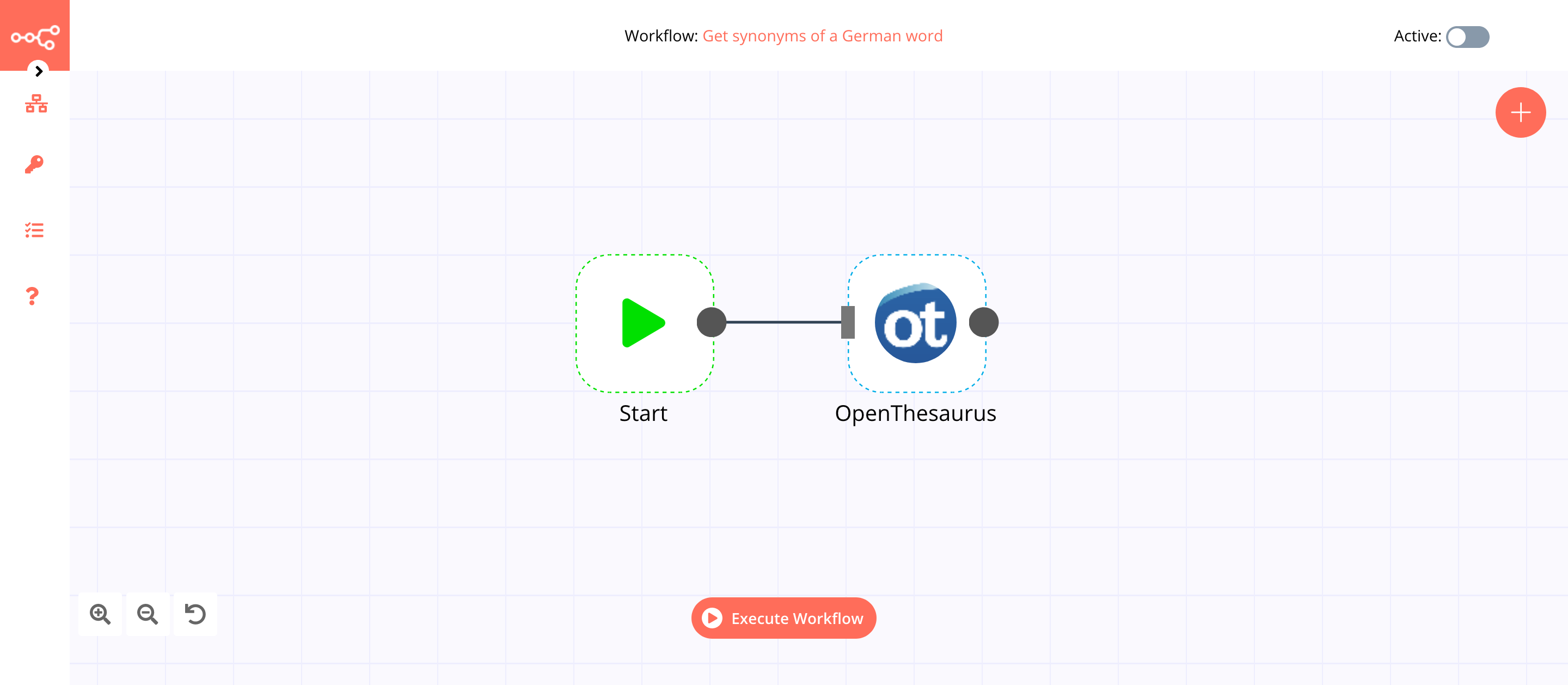 A workflow with the OpenThesaurus node